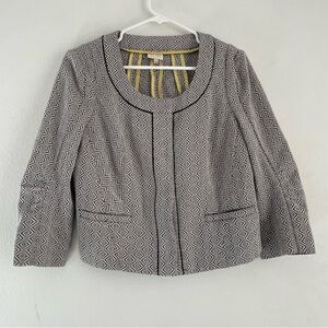 Anthropologie Coquille Eyes for you cropped tweed button down blazer